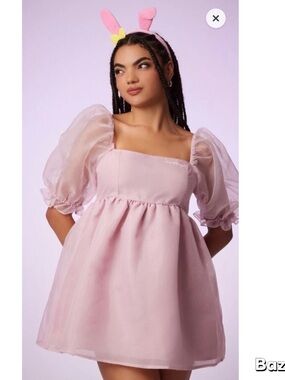 Forever 21  Hello Kitty My Melody Pink Mesh Dress With Ears Headband Sz S NWOT